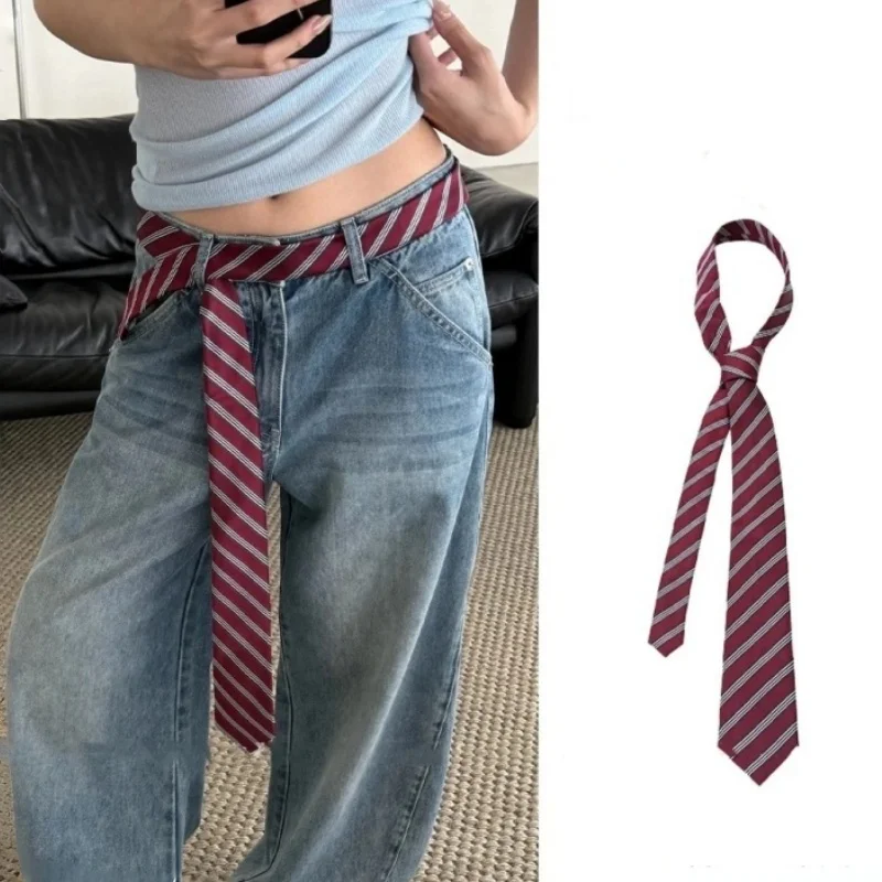 Long Skinny Plaid Waist Belt With Jeans Necktie Scarf Decorative Accessory Personality Trendy Hairband Fashionable Accessory