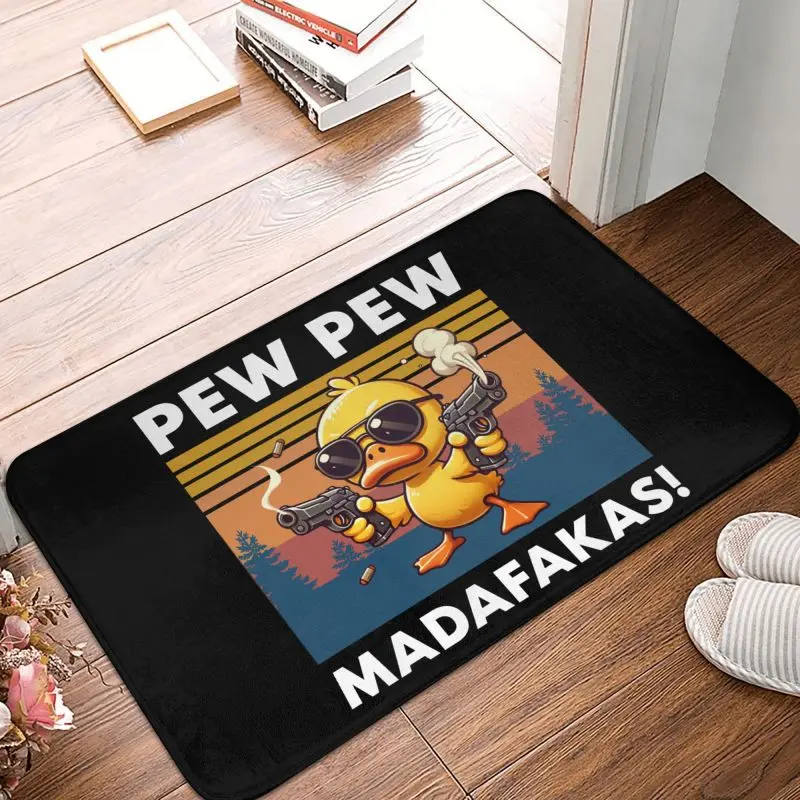 Custom Madafakas Duck Wiht Guns Doormat Non-Slip Entrance Kitchen Bath Door Floor Mat Living Room Rug Carpet Footpad