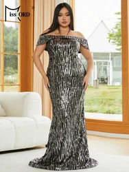 Missord Plus Size Women Clothing 4XL Sequin Mermaid Evening Dress Formal Occasion Dresses