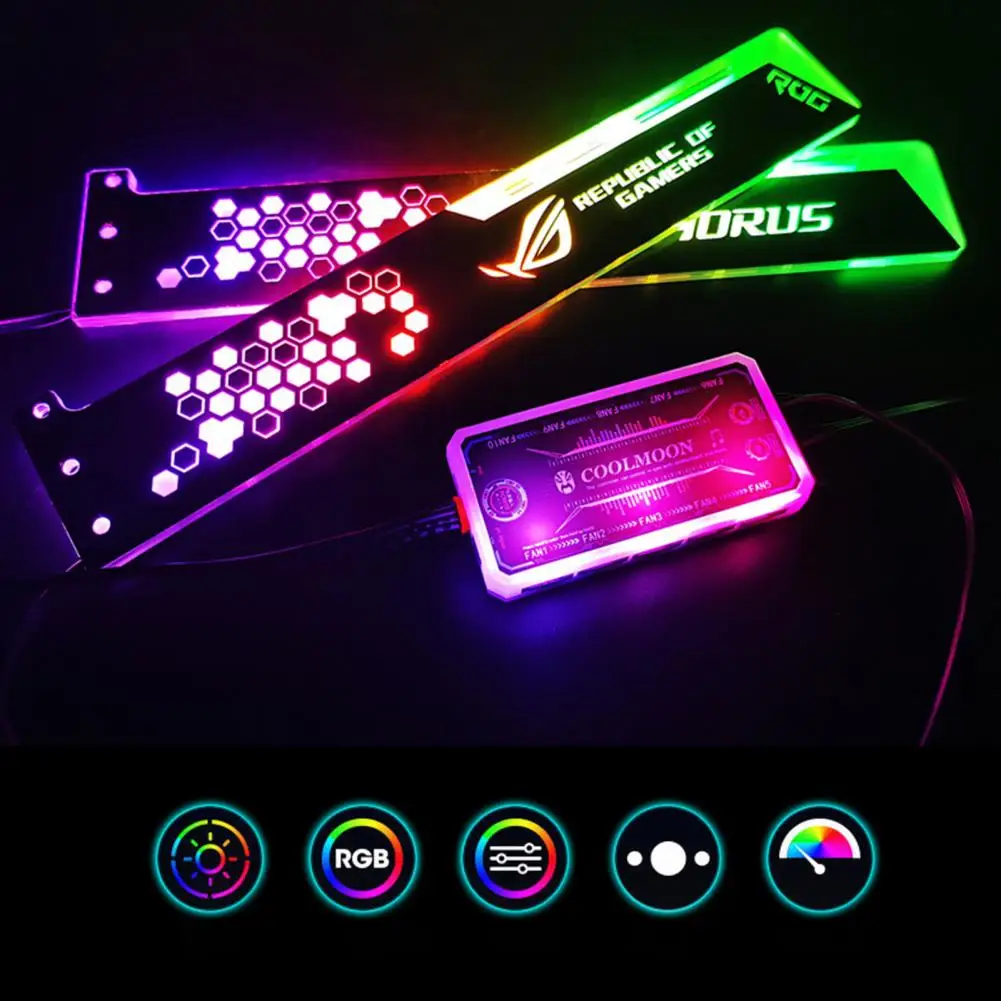 للكمبيوتر بطاقة الرسومات المضيئة قوس RGB GPU دعم LED هيكل قوي 12 لون للكمبيوتر