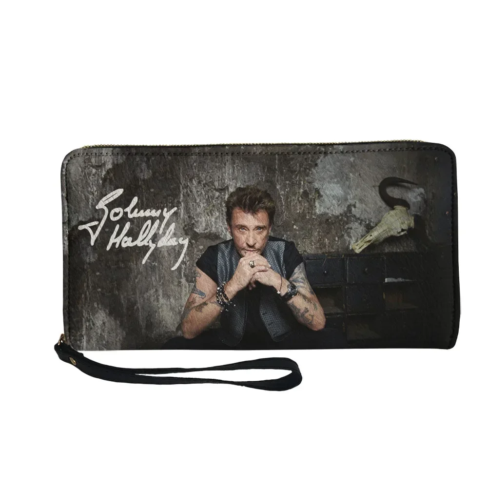 

Кошелек на заказ Johnny Hallyday, кошелек с изображением поп-певца, мужской, женский, подростковый, длинный кошелек на молнии, портативный кошелек с двойным принтом, подарочная сумка
