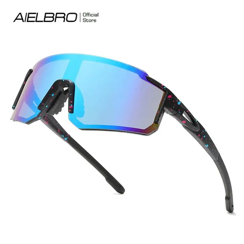 

AIELBRO Trendy Cycling Goggles Oversized Women's Sports Anti UV Sunglasses Men's Outdoor Brand Design Sun Glasses for Hiking