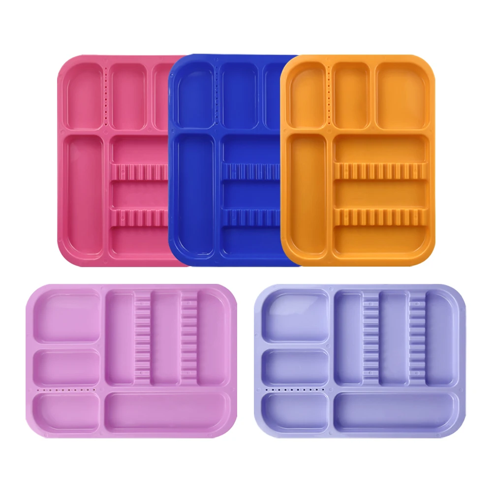 1Pcs Dental Instruments Trays Colorful Plastic Trays Autoclable Odontologia Separators Tray Divided Placement Box Dentistry Tool