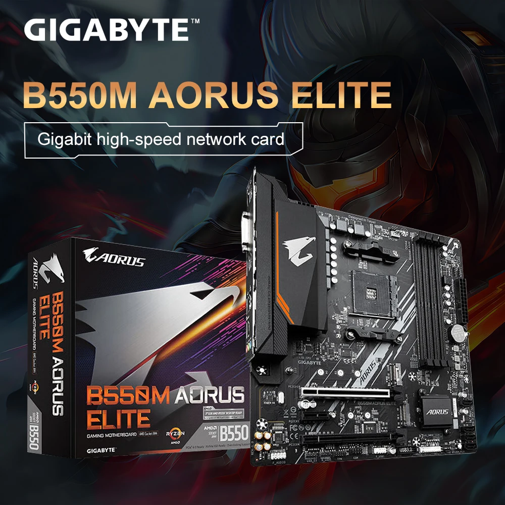 GIGABYTE B550M AORUS ELITE Motherboard AMD B550 Socket AM4 DDR4 128GB PCI-E 4.0 M.2 SATA III 4000(OC)MHz USB3.2 B550 Mainboard