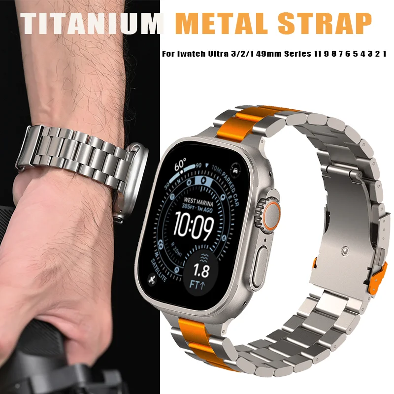 

Luxury Titanium Strap For Apple Watch Ultra 3 2 1 49mm Metal Band For iwatch Series 11 10 9 8 7 6 SE3 46MM 41mm 45MM 42 Bracelet