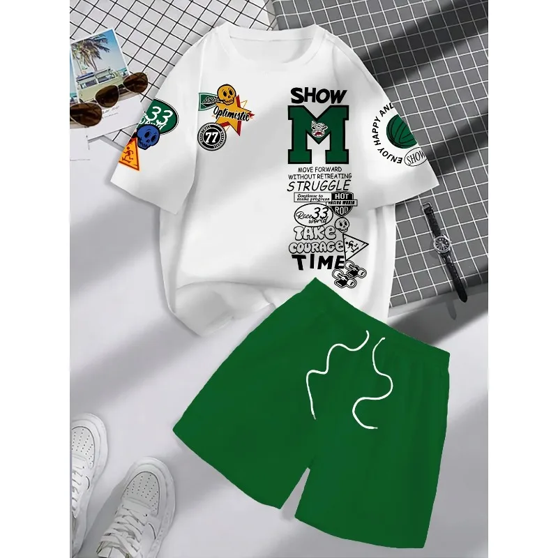 2025 Summer New Casual Fashion 3D Printed Soft Comfortable Lightweight Breathable Men's Short Sleeved Shorts Set