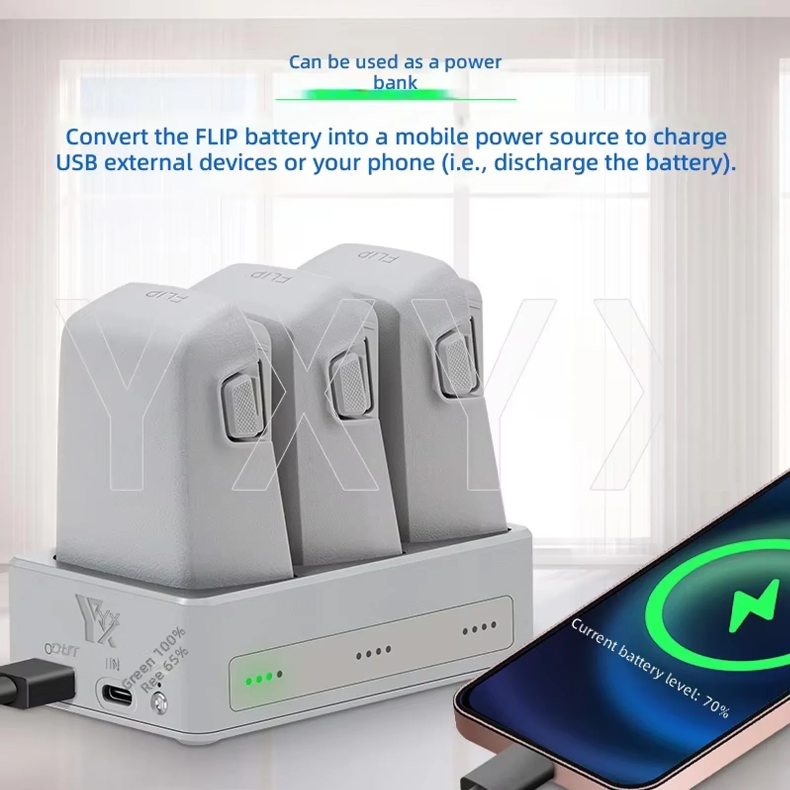 New 3-Port Battery Charger Hub For Dji Flip Drone Pd Fast Charging Portable Charging Case for Dji Flip Drone Accessor