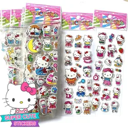 Autocollants à bulles Hello Kitty 3D pour enfants, décalcomanies de décoration Kawaii, autocollant gonflé de récompense mignon pour enfants, fournitures de papeterie, jouet pour enfants, 12 pièces