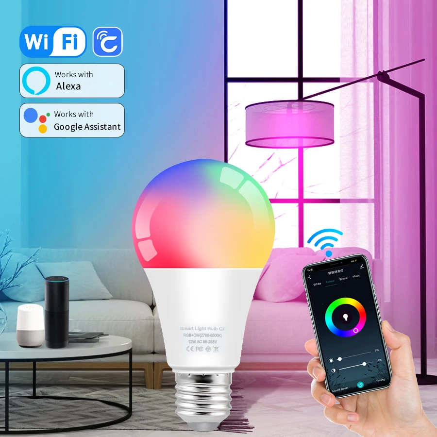 

AC 85-265V Smart WiFi LED Bulb CozyLife App Control 12W 15W 18W E27 LED RGB Lamp Works with Alexa Google Assistant Home Alice