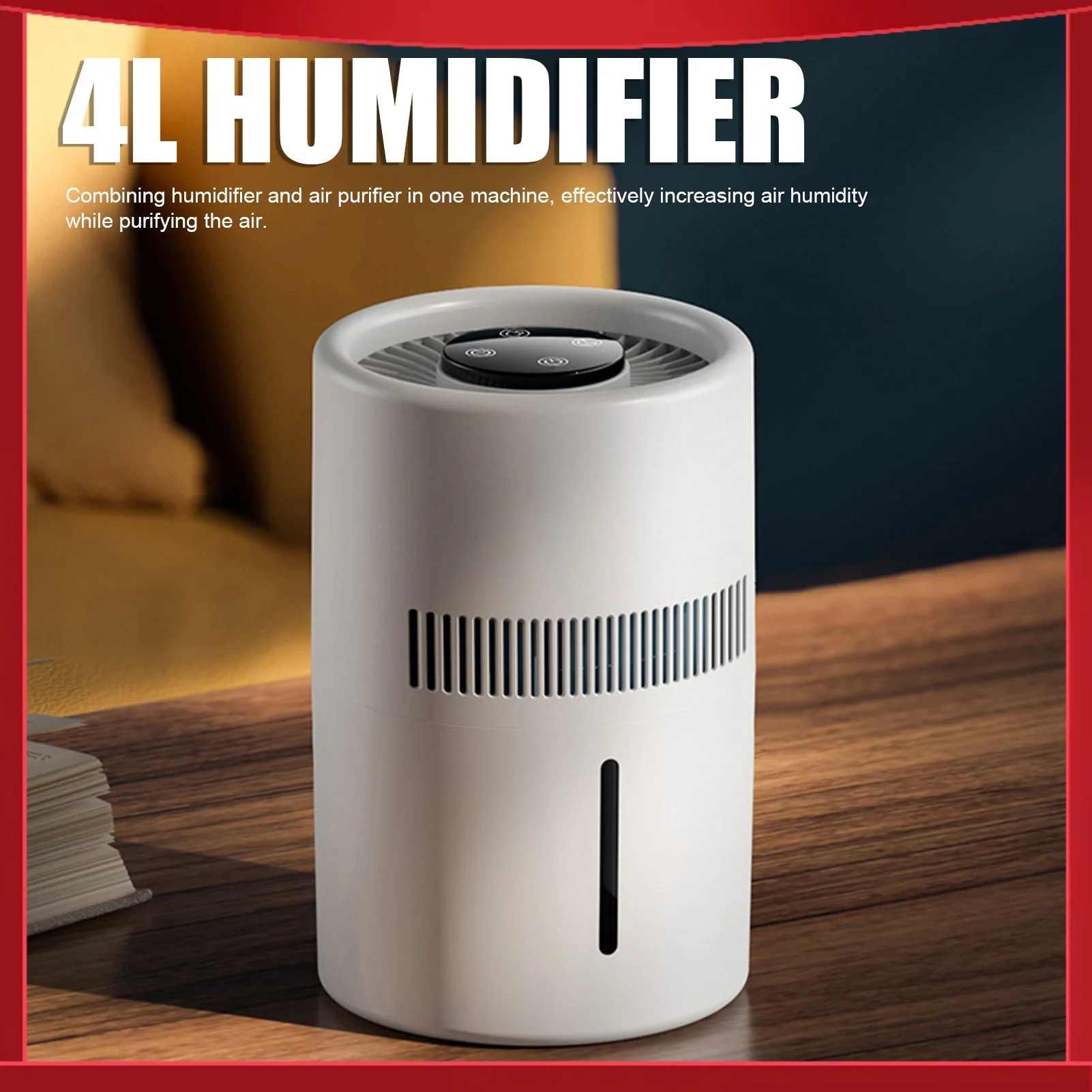 

Очиститель и увлажнитель воздуха 2-в-1, 5 Вт, 4 л, с тихим режимом работы, настольный, для офиса, спальни, детской комнаты