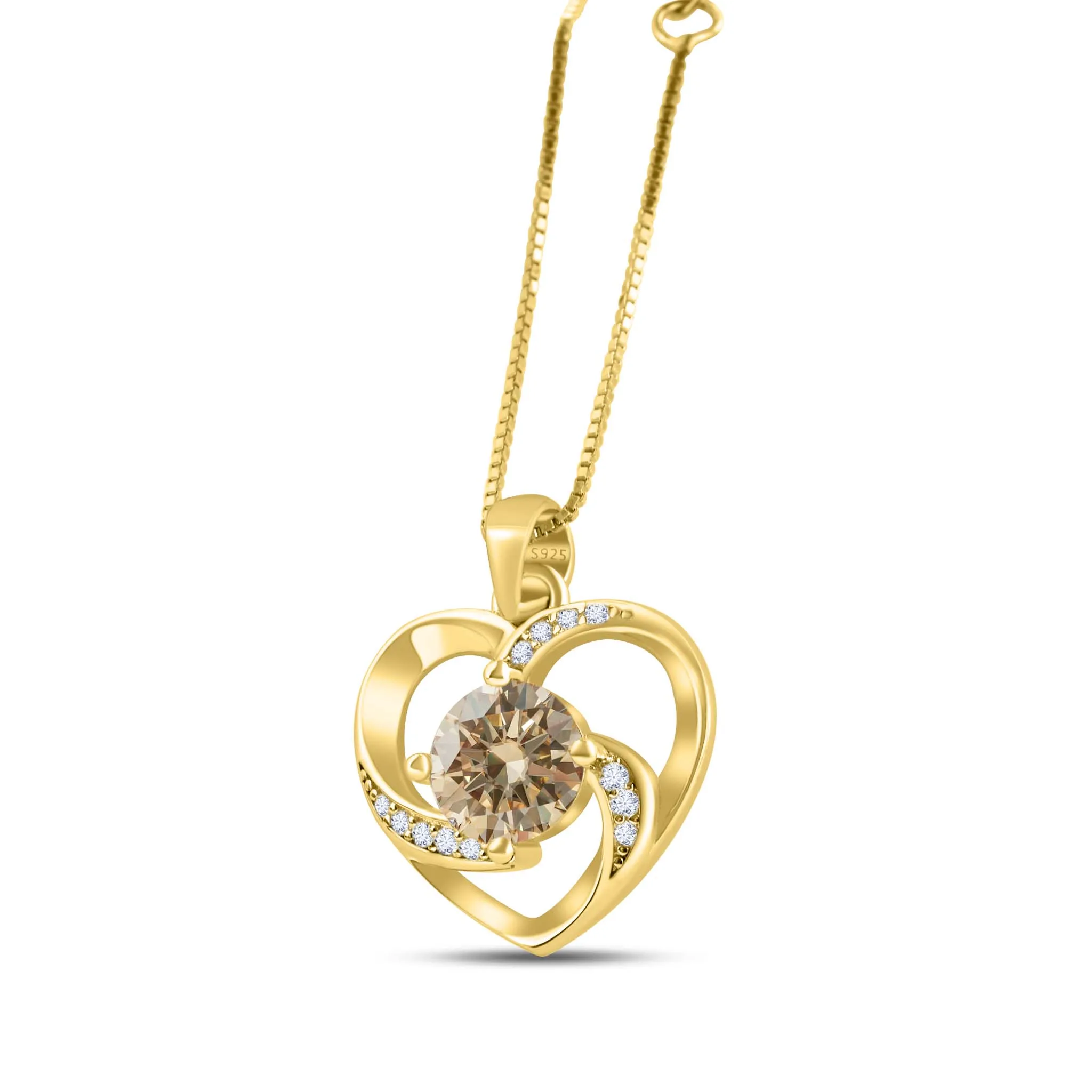 Classic 1.0 Carat 6.5mm Moissanite Pendant Necklace Yellow Gold Color 925 Sterling Silver Wedding Fine Jewelry Daing Gift view 2