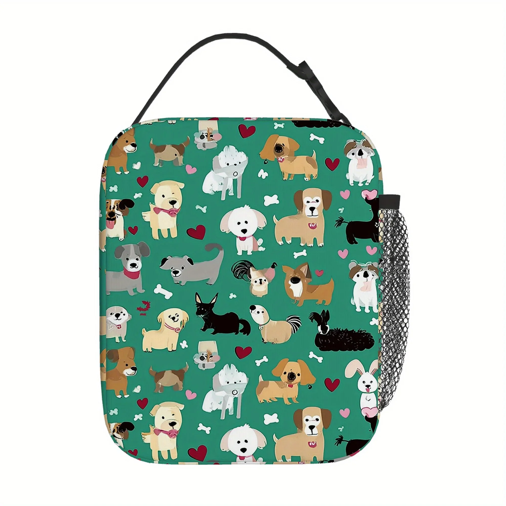 1pc, Cute Dog Pattern Background Printed Thermal Bag Insulation Tote for Home/Restaurant/Office Use - Unisex Portable Reusable