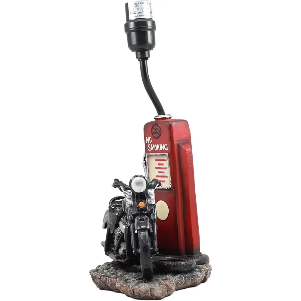Vintage Retro Black Motorcycle Gas Pump Desk Lamp with Shade, 19 Tall, Route 66 Themed Home Decor Lighting view 5