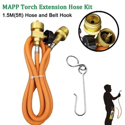 MAPP Torch Extension Hose Kit 1.5m (5ft) Hose and Belt Hook for Gas Braze Welding Torch