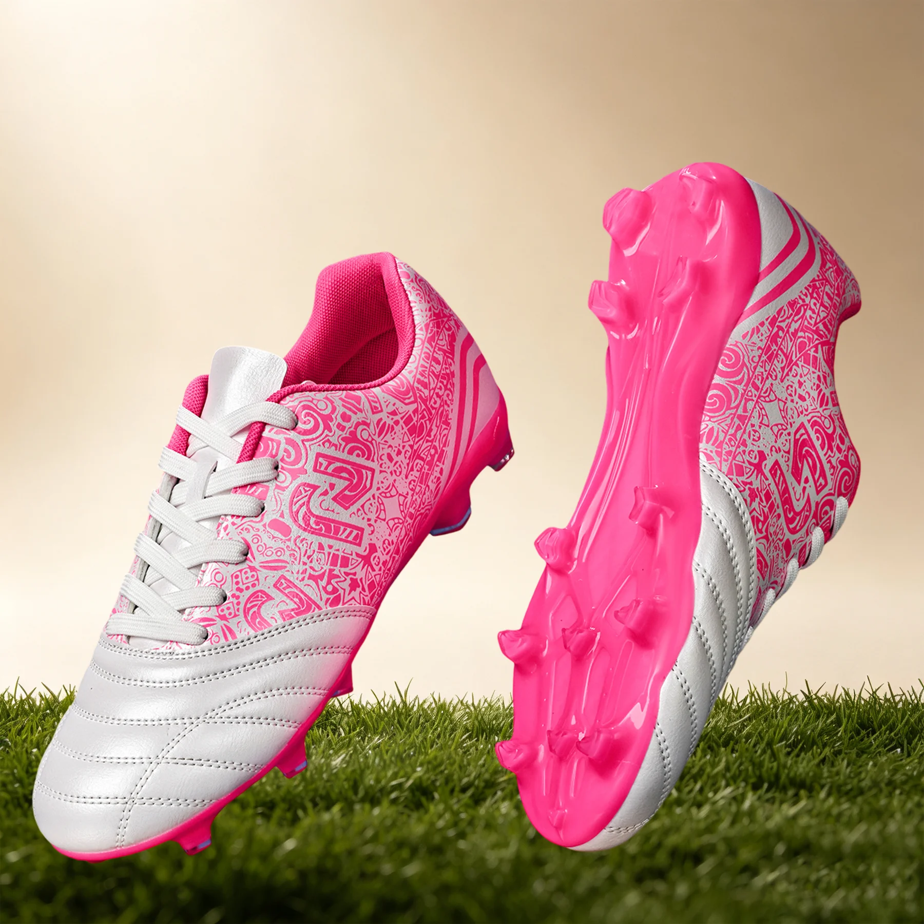 Men AG/FG Firm Ground Soccer Cleats PU Upper Non‑Slip Rubber Sole Lightweight for Adult Outdoor Pitch Football Match Training