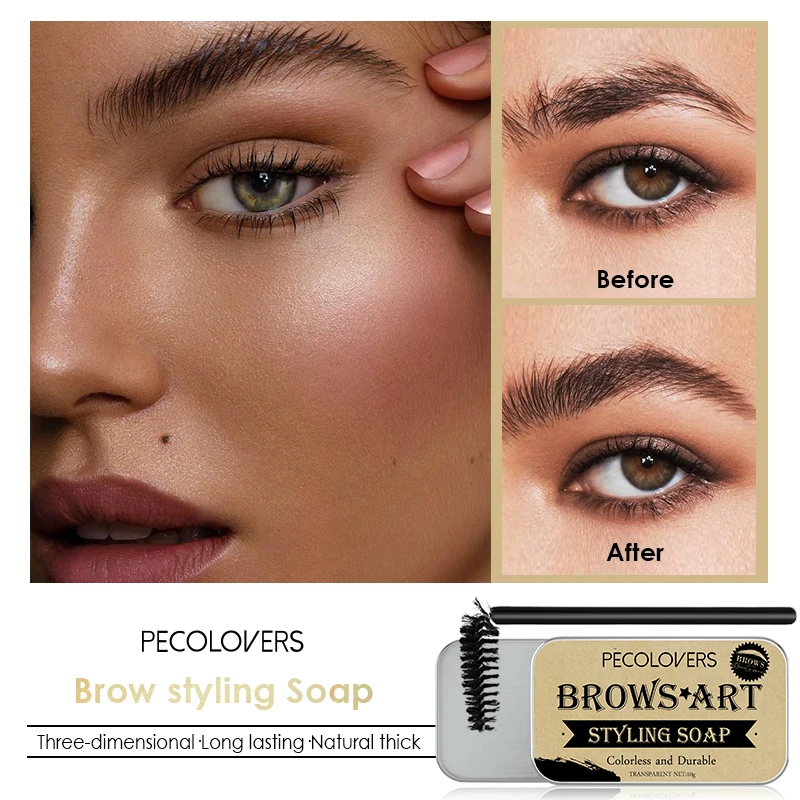 PECOLOVERS Eyebrow Gel Wax Brow Soap 6 Color Tint Eyebrow Enhancer Natural Makeup Soap Brow Sculpt Lift Make-up for Women