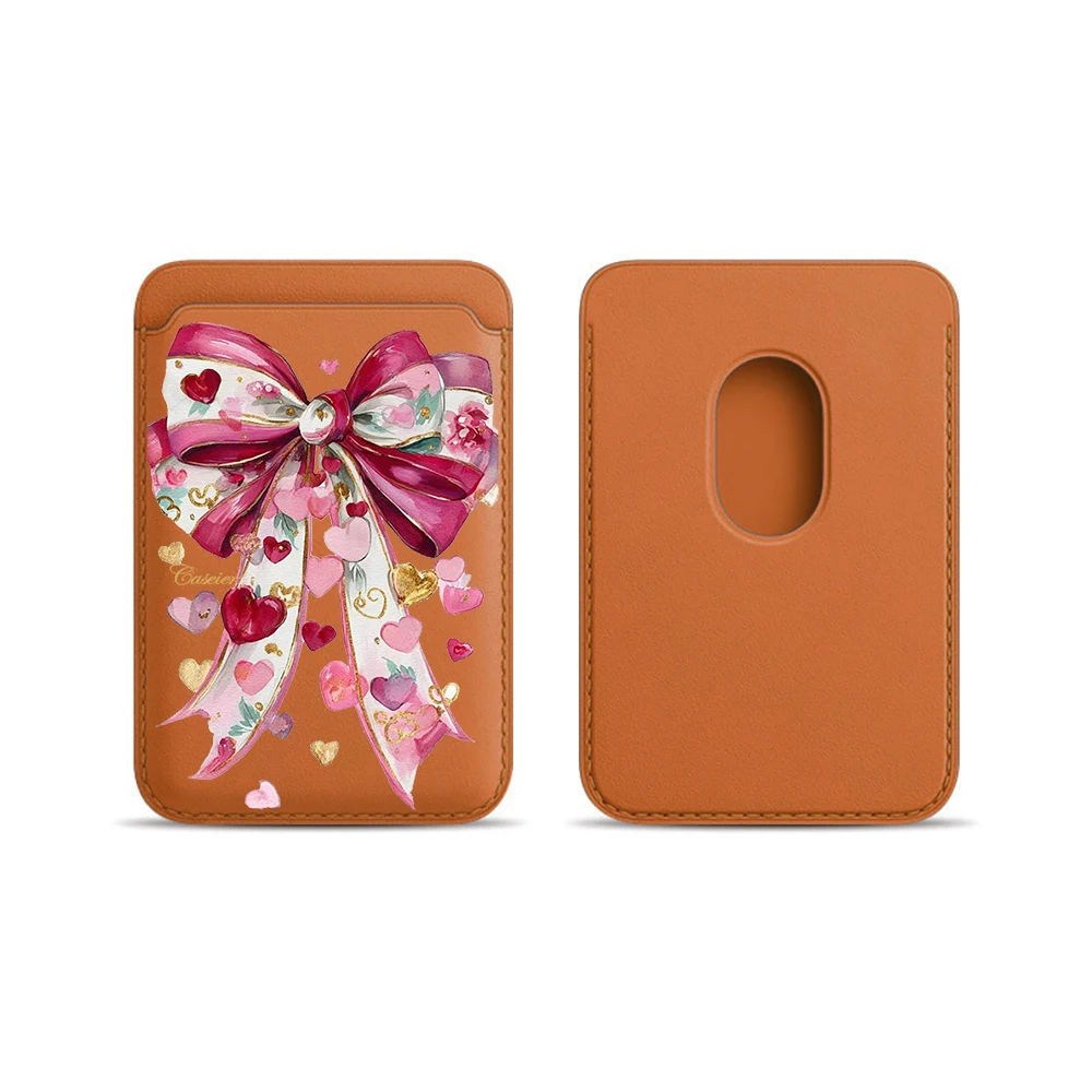 Coquet Rosa Schleife Leder-Kartenetui Handyhülle Kartenhalter Geeignet für alle iPhone-Hüllen Magsafe Magnetische Karten-Handy-Rückentasche – Detail 11