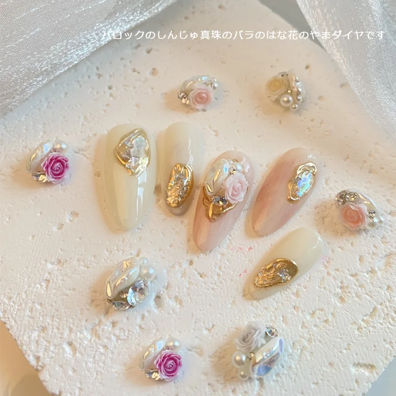 

TSZS Роскошный стиль розовый жемчуг и бриллианты украшения для ногтей 10 шт./лот горный хрусталь сплав подвески для ногтей блеск циркон аксессуары для ногтей