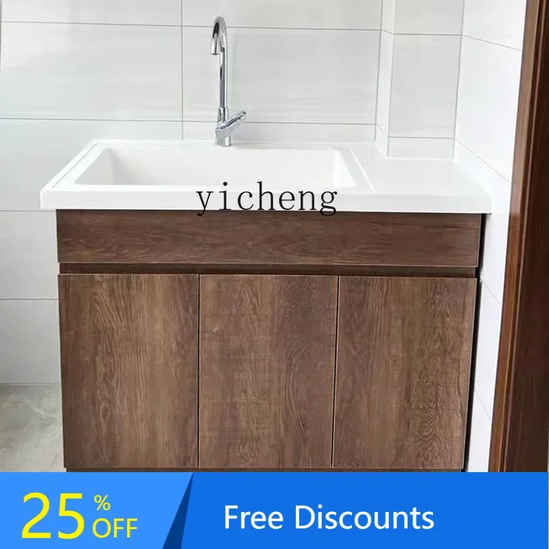 

LYY Balcony Wash Wardrobe Deep Basin Bathroom Table Alumimum Bathroom Cabinet