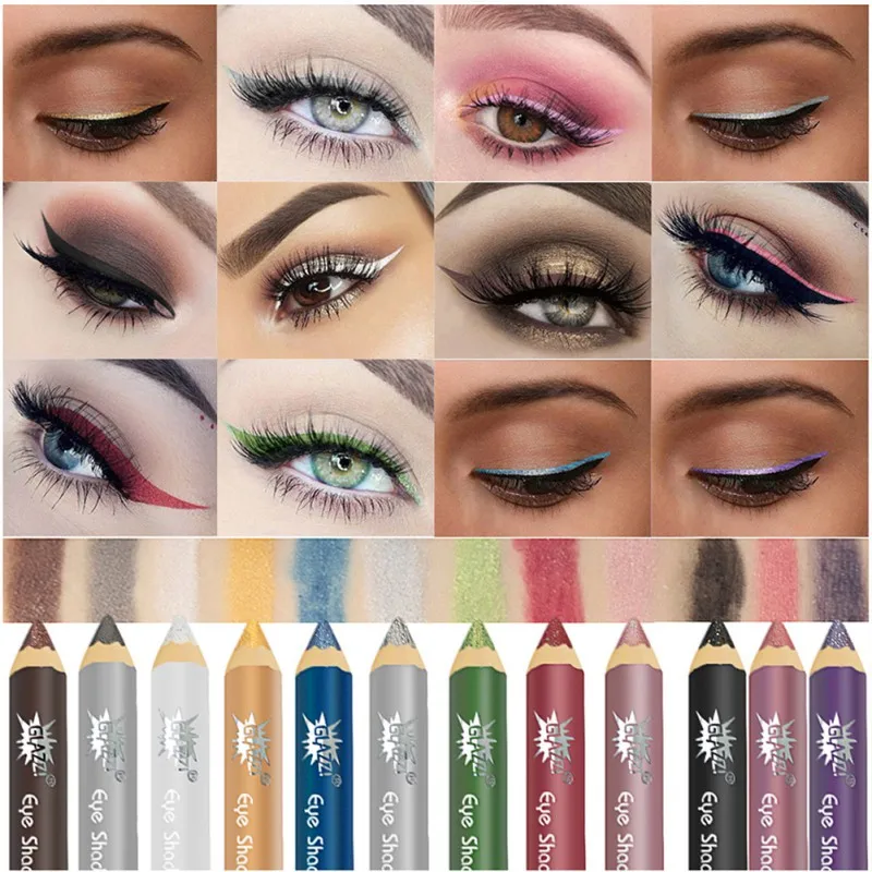 12 Colors Set Glitter Eyeliner Eyeshadow Pencil Metallic Colors Natural Long Lasting Makeup Shimmer Metallic Maquiagem Creamy