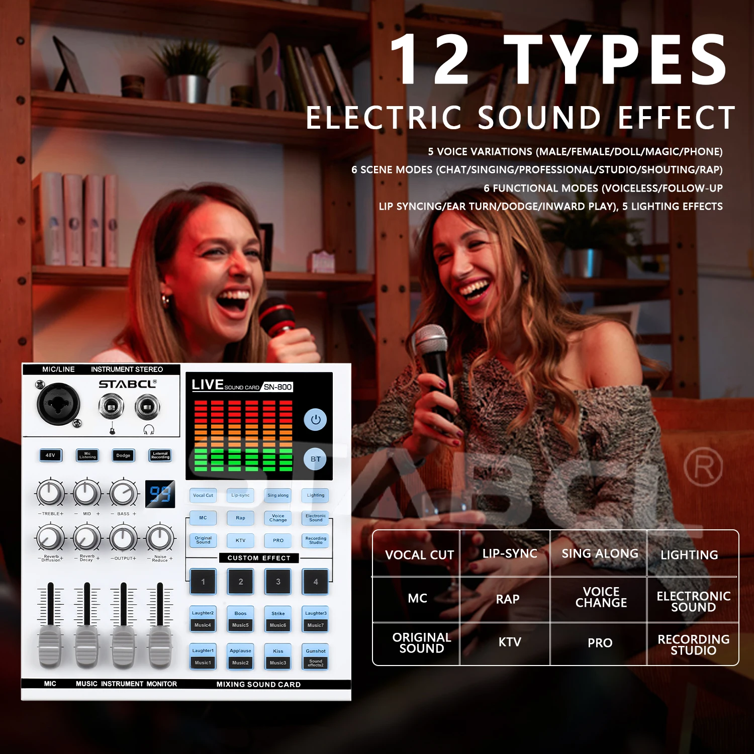 SN-800 بطاقة الصوت الحية لتسجيل الموسيقى الموسيقية معدات استوديو الموسيقى، عالمية لأجهزة الكمبيوتر والهواتف المحمولة