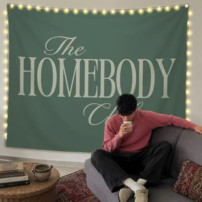 VIKAMA Simple Home Club Tapestry Vintage Elegant Letter Wall Hanging Bedroom Dormitory Warm Atmosphere Home Decoration