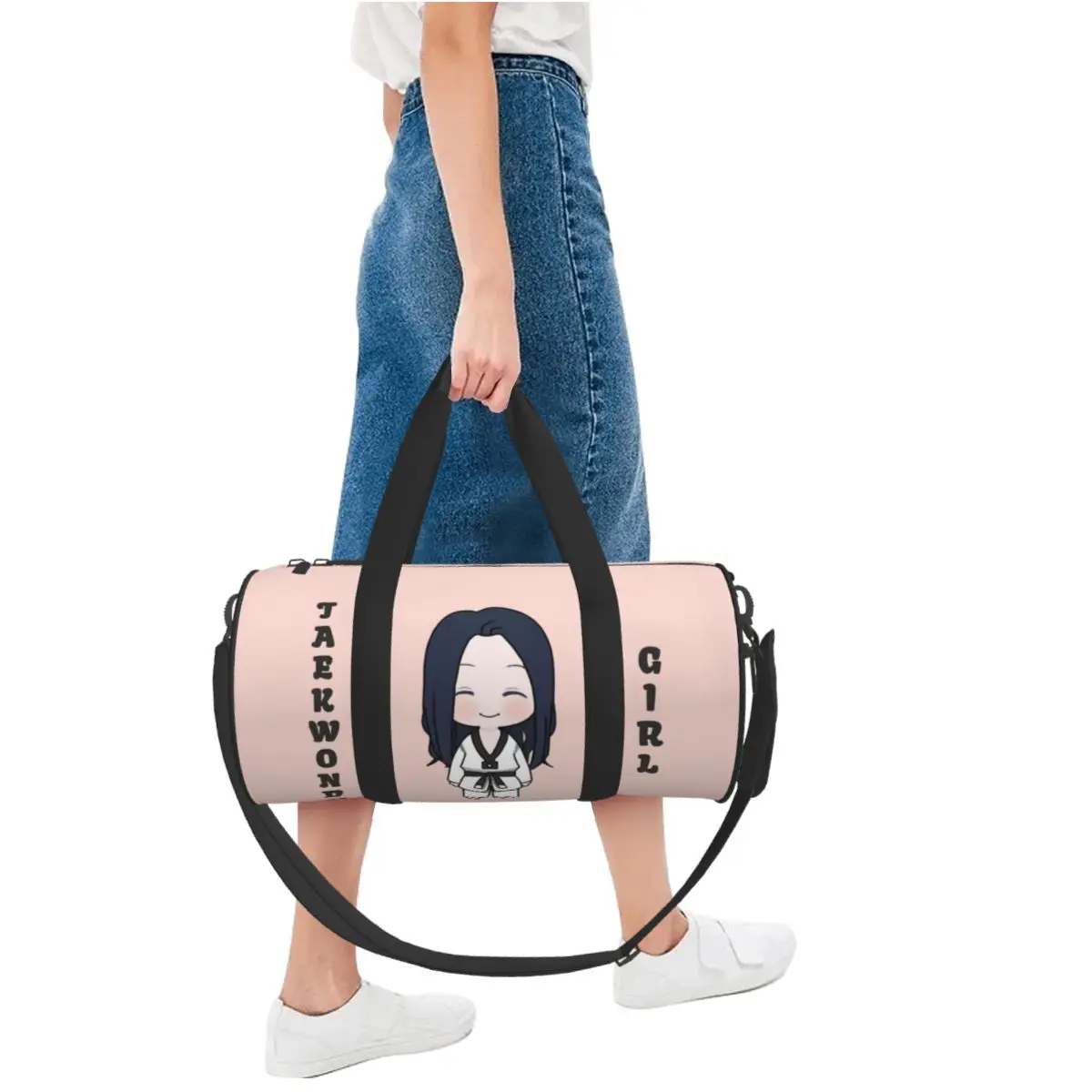 Kawaii Taekwondo Girl Sports Bags Martial Arts Training Gym Bag Large Novelty Handbags Couple Printed Weekend Fitness Bag