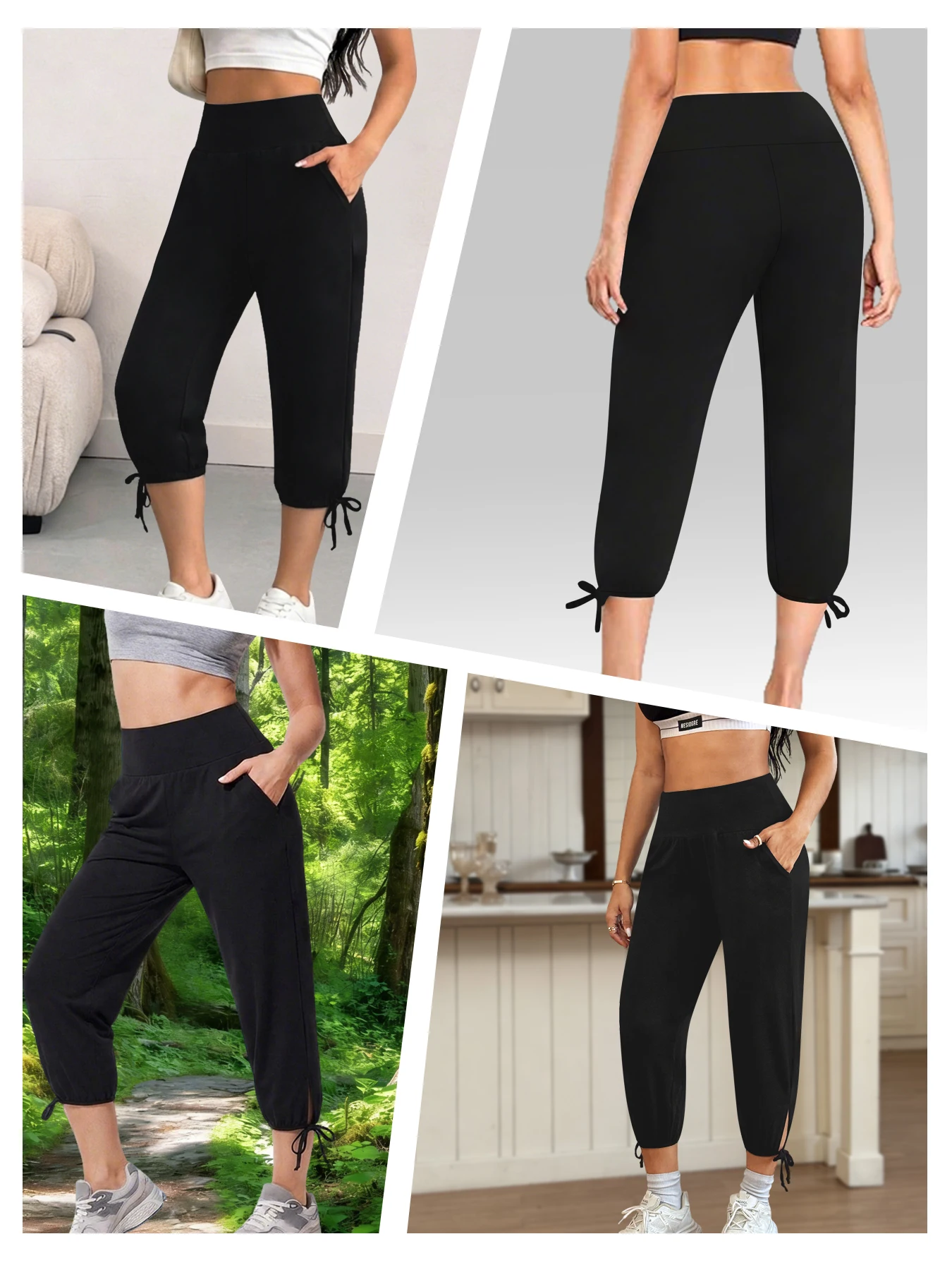 Womens Yoga Pants Capri Loose Workout Sweatpants Comfy Lounge Joggers with Pock… - Image 3