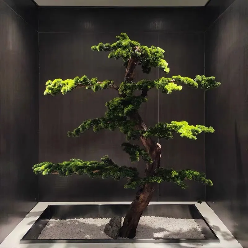 Kunstmatige dennenbomen voor kantoren, gastvrije dennenbomen, nep Podocarpus bomen; decoratief voor winkelcentra en hotels.