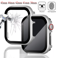 Metal Case + Tempered Film glass for Apple Watch 45mm 41mm 40mm 44mm 38mm 42mm Cover iWatch 9 8 7 6 5 4 3 SE Protective Case