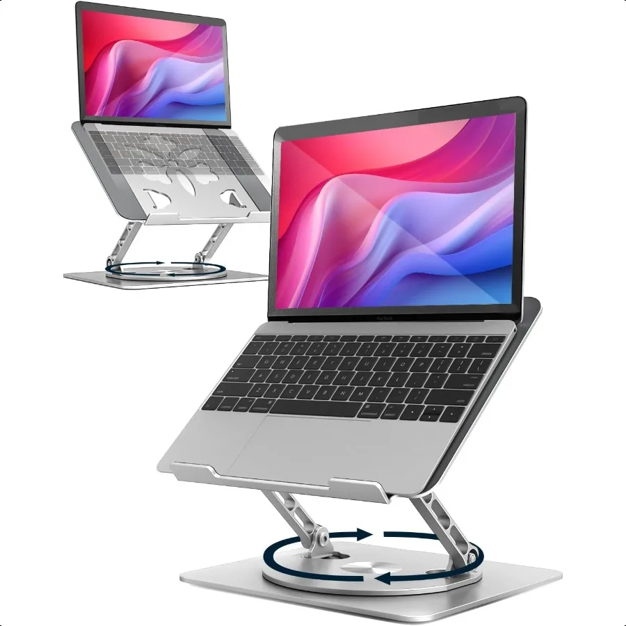 

Adjustable Laptop Stand for Desk Portable Laptop Riser with Rotating Base Foldable Aluminum Computer Stand Ergonomic Laptop Hol