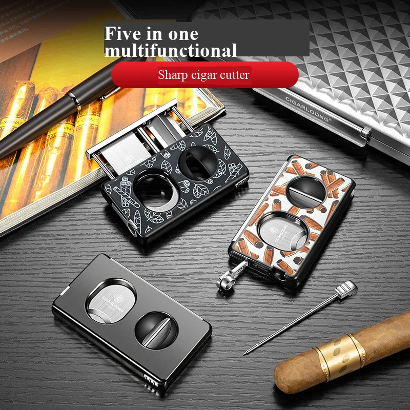 

Cigar Cutter, Stainless Steel Blade, Sharp and Smooth, Flat V-shaped Cutter, Multi-fun Cigarette Holder Gift Box Set Accessories