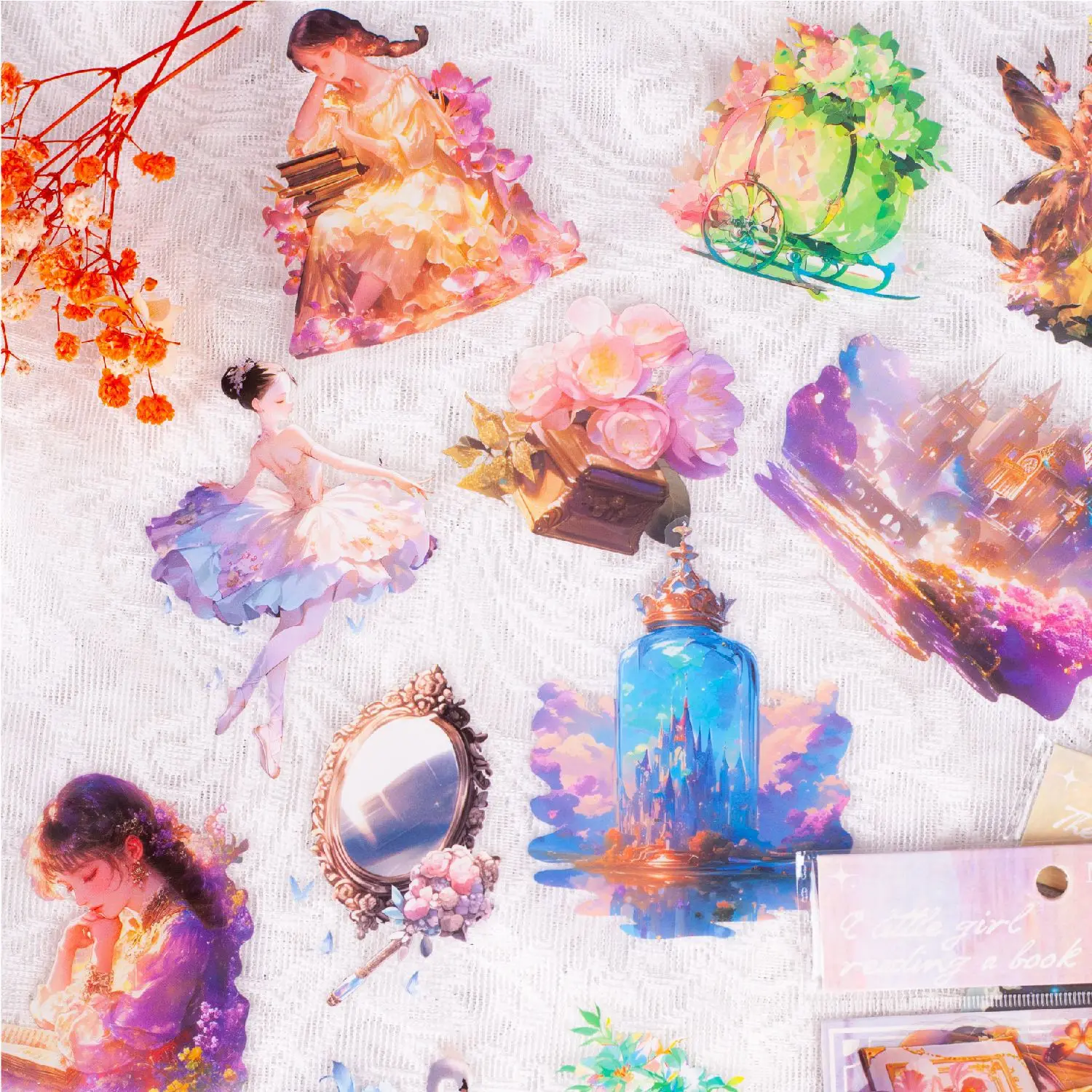 8Pcs Secret Girl Series Decorative Sticker Retro PET Collage Scrapbooking Label Diy Diary Album Journal Planner