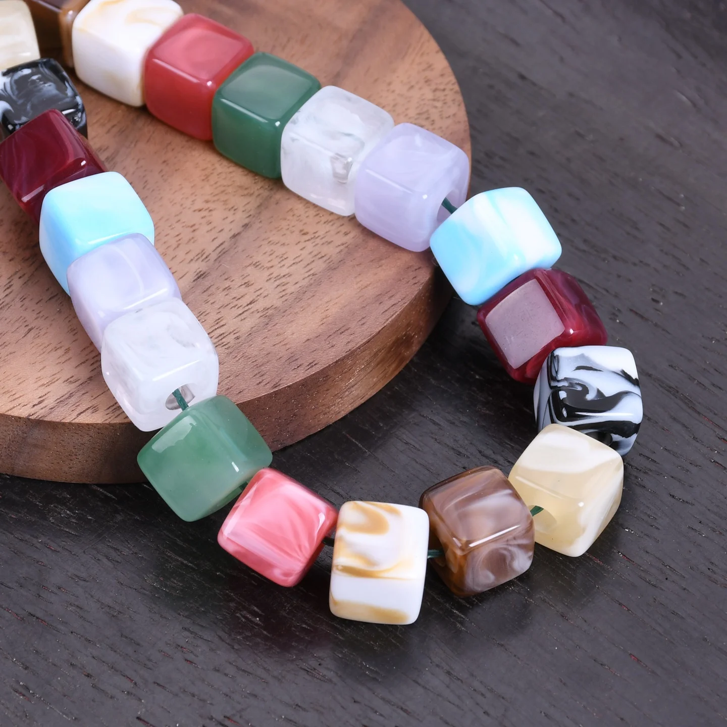 

20pcs 10mm Cube Shape Acrylic Plastic Loose Beads For Jewelry Making DIY Crafts Findings