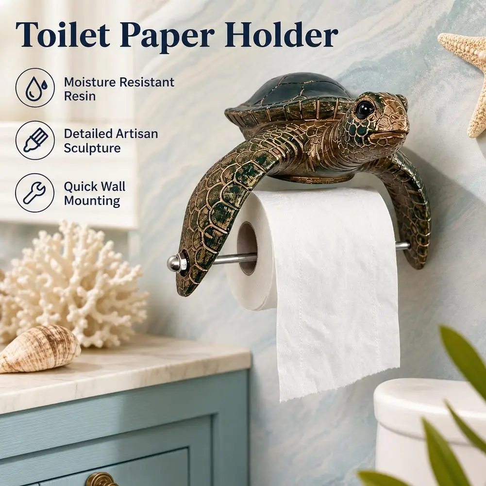 Resin Ocean Guardians Toilet Paper Holder Cute Toilet Paper Holder Sea Turtle Wall Mount Bathroom Decor Bathroom Accessories