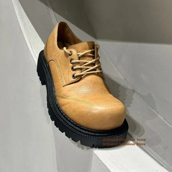 

Туфли дерби на толстой подошве, увеличивающие рост, мужская обувь, повседневная обувь на шнуровке в британском стиле, модные лоферы ручной работы, мужская обувь