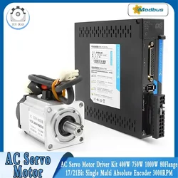 AC Servo Motor Driver Kit 400W/750W/1KW 17/21Bit Single Multi Absolute Encoder 3000RPM 2.39Nm~3.18Nm 80 Flange Servo With RS485