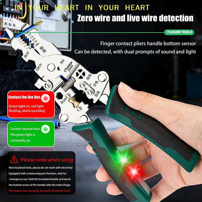 【X】Multi Functional Foldable Wire Stripping Pliers Cable Cutter Stripper Pliers Electrician Hand Tool For Wires Cutting Crimping