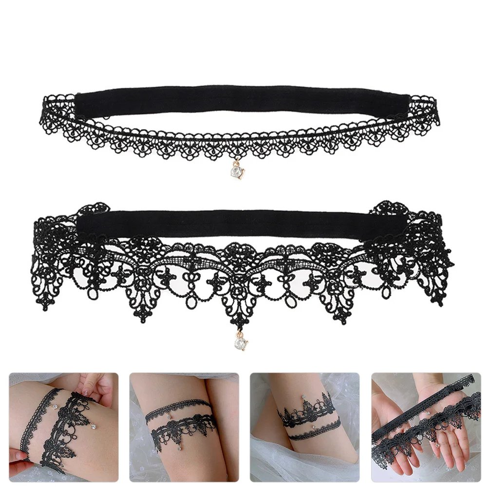 Lace Decor Ornament Elastic Women Prom Unique Leg Loop Imitation Pearls Creative Bridal Women's Bowknot Ring