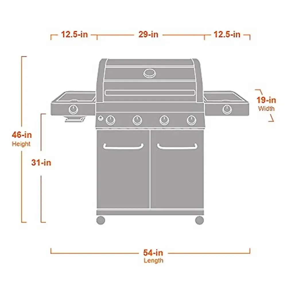 Stainless Steel 4-Burner Gas Grill with Clearview® Lid Powerful Heat & Even Cooking