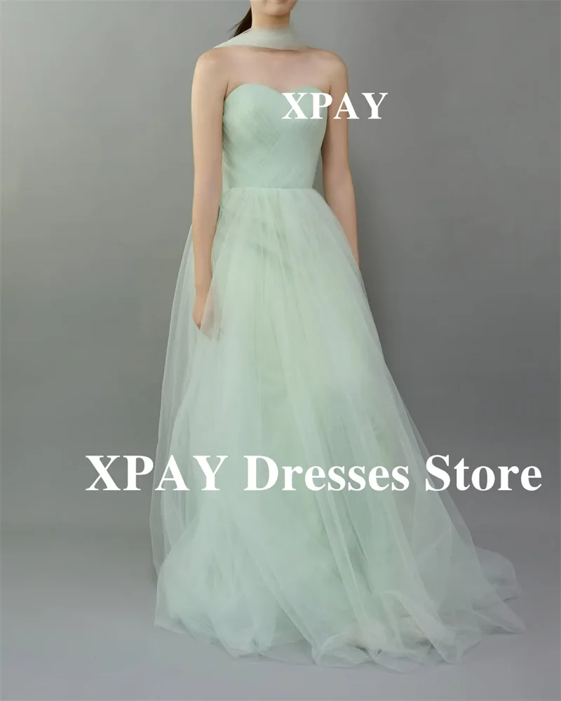 

XPAY Fairy Mint Green Tulle Evening Dresses Korea Photo shoot Bolero Scalf Wedding Party Gowns Prom Dress Corset Customized