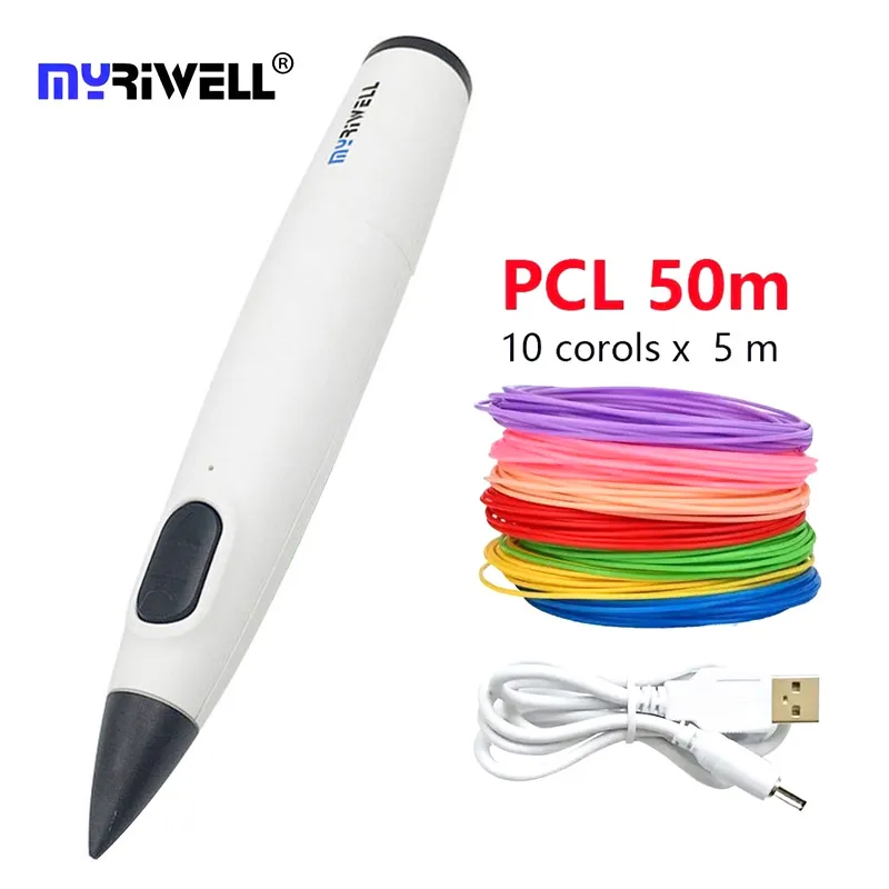 Myriwell Multifunctional Low-Temperature 3D Pen RP300B with 50m PCL Cold-End Filament Creative Modeling Drawing Graffiti Birthda