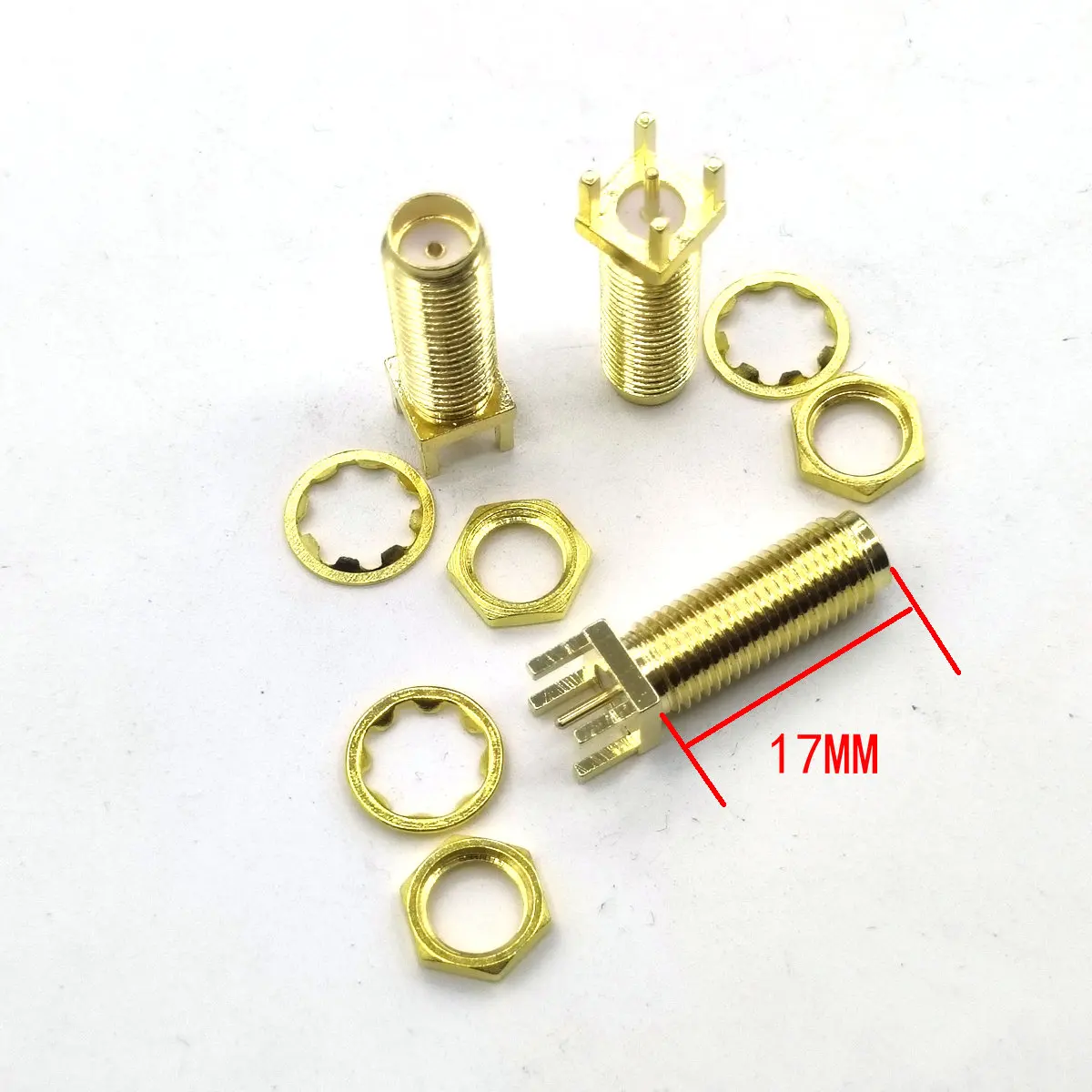 

BRASS 17MM SMA female Panel Mount PCB Straight 17MM Solder RF Coax ADAPTER