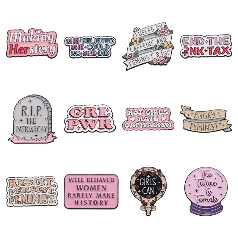 

Girl Power Making Herstory Brooch Enamel Pin Text Metal Custom Badge Lapel Clothes Women Gifts Jewelry Accessories Wholesale