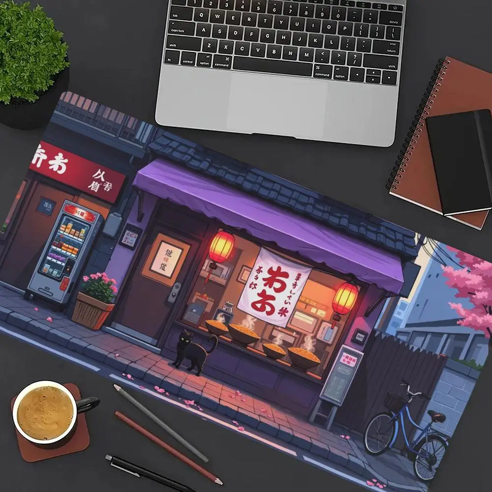 

Japan Pixel Art Mouse Pad Cat Large Computer Office Game Table Mat XXL Rubber Anti-slip Stitch Edge Keyboard Mats Long Desk Pads