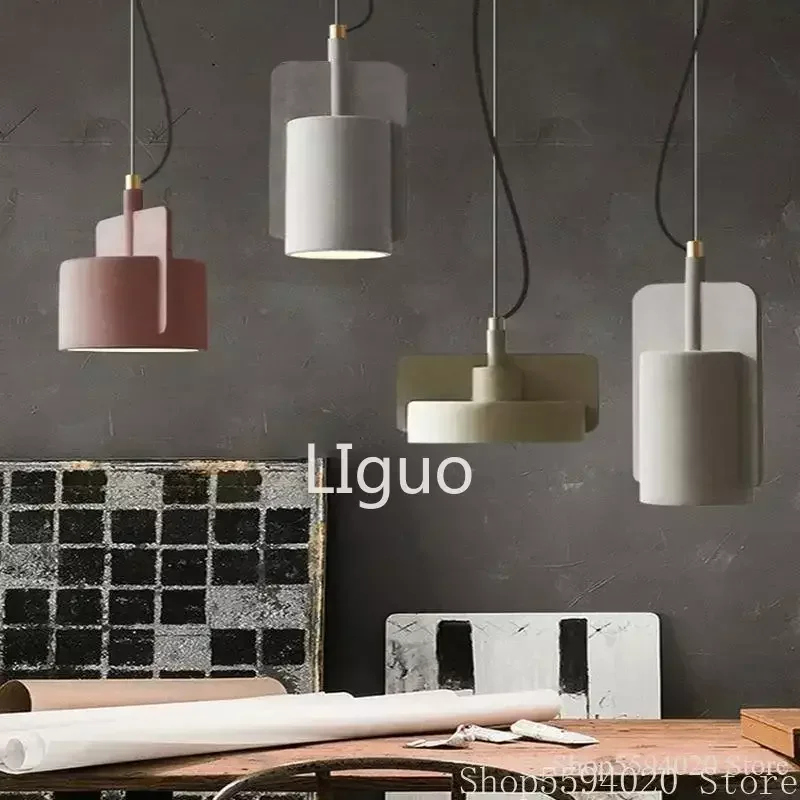 

Macarons Industrial Cement Pendant Lamp Retro Simple Creative Coffee Shop Counter Hanging Light Fixture Home Decor Retro Lights