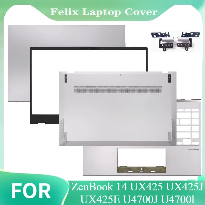 For ASUS ZenBook 14 UX425 UX425J UX425E U4700J U4700l New Laptop LCD Rear Cover/Front Frame/Palm Pad/Bottom Cover/hinge silvery