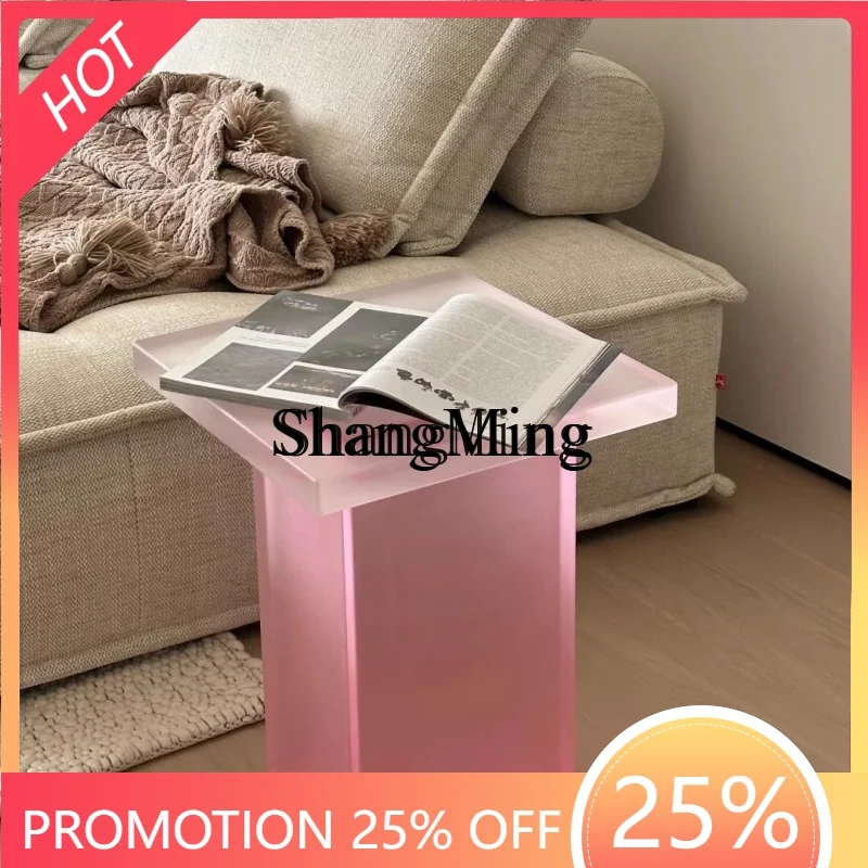 

CL pink matte edge few living room home modern simple sofa balcony rectangular coffee tea table