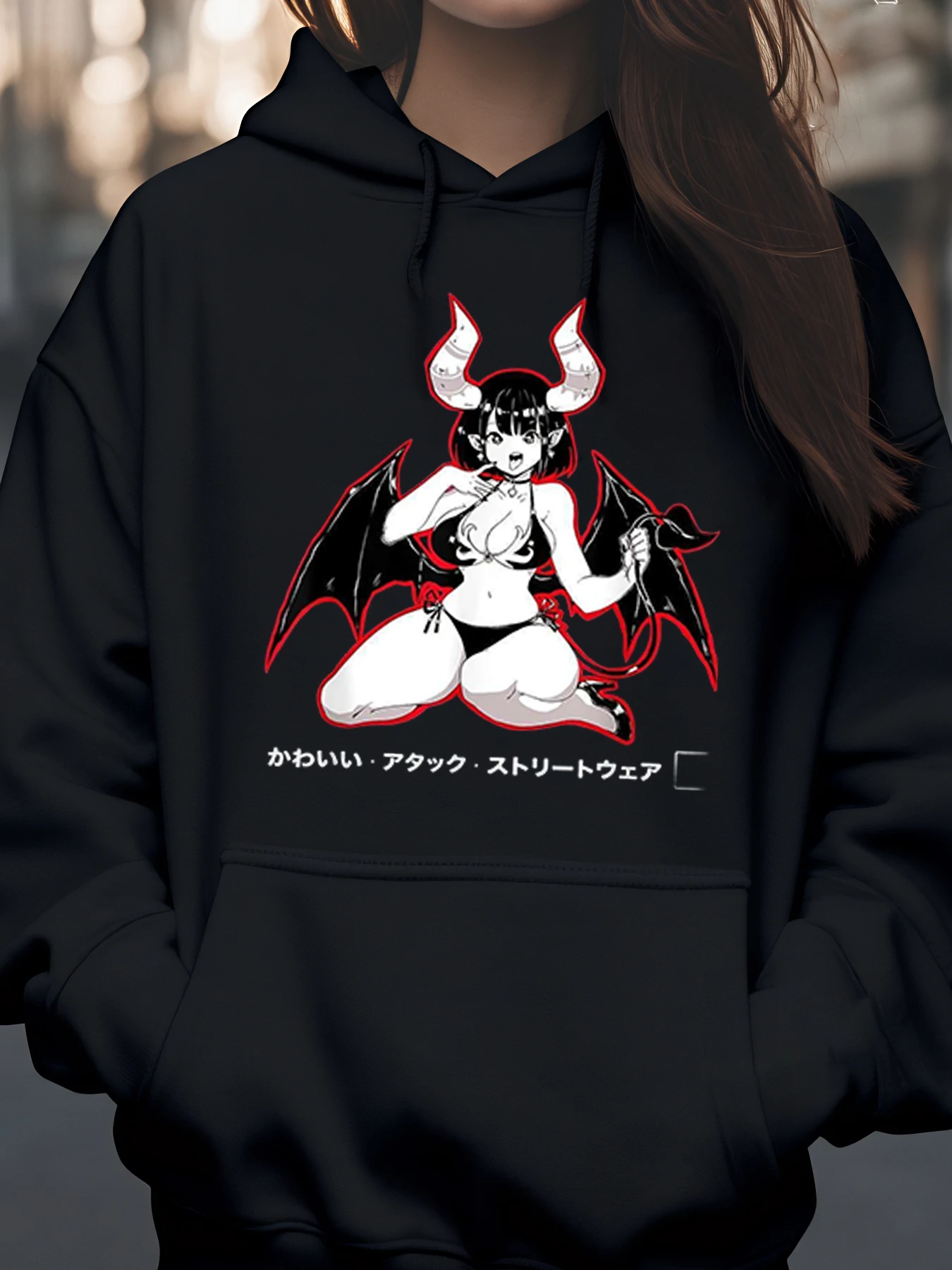 شيطان فتاة طباعة هالوين هوديي الشارع الشهير للنساء ملابس عادية