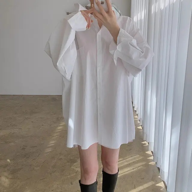 

SuperAen 2024 Spring New Korean Style Loose Versatile Long Sleeve Women's White Shirt
